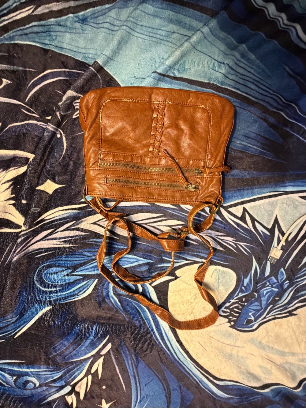 Bueno Tan Leather Crossbody Bag with Braided Detail
